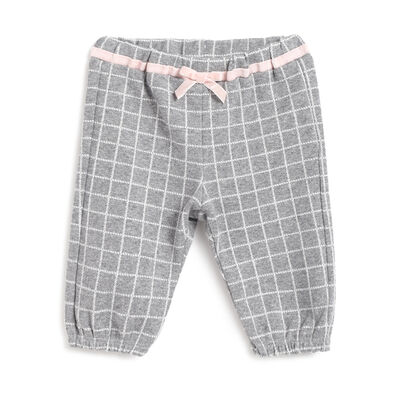 Girls Medium Grey Checkered Long Trousers